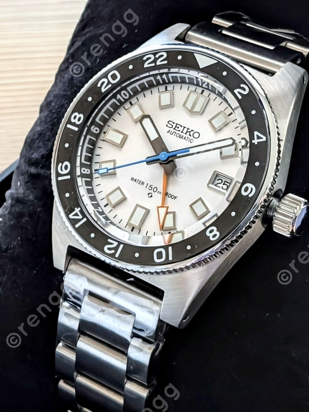 White 40mm Seiko Automatic Gmt Stainless Steel Diver Mod Watch Sapphire 24jewels